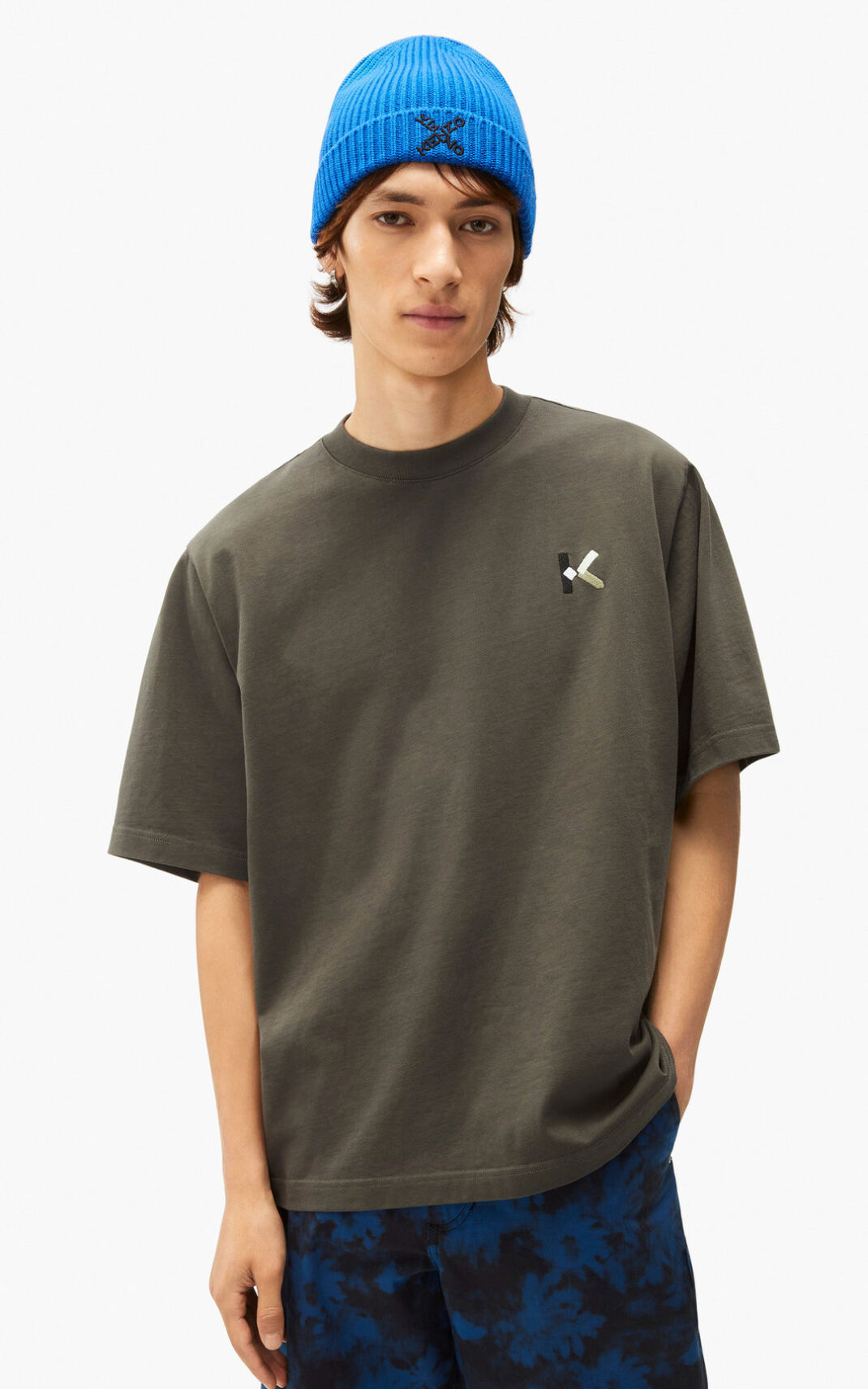 Kenzo K Logo T Shirt Grey Grey For Mens 3174QWTHZ